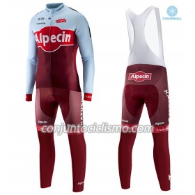Conjunto Maillot + Culotte largo con tirantes Invierno Termico 2018 Team Katusha-Alpecin N001